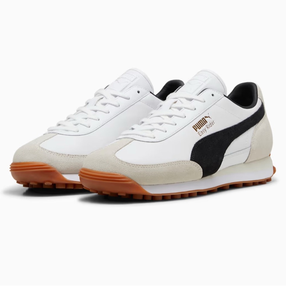 Puma White and Black Easy Rider Sneakers